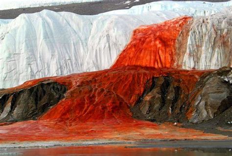 Bloody Waterfall In Antarctica Red Color Comes From A High