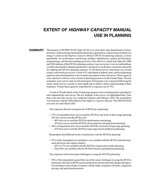 Chapter Two Requirements Of Planning Extent Of Highway Capacity