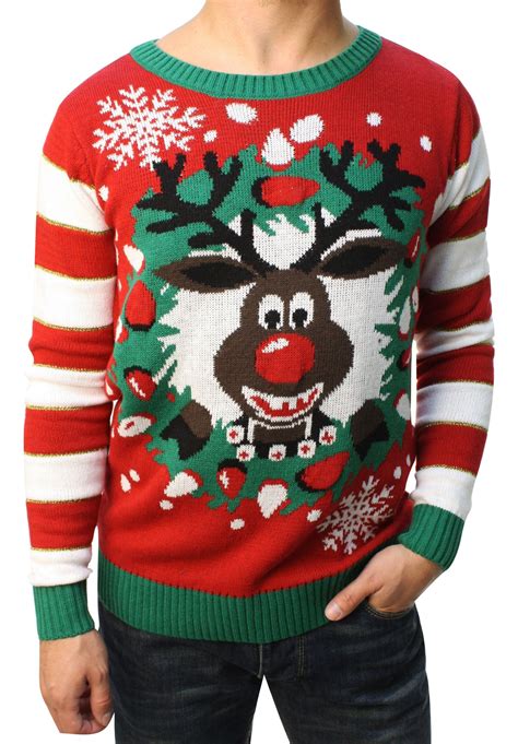 Ugly Christmas Sweater Ugly Christmas Sweater Teen Boys Rudolph Led