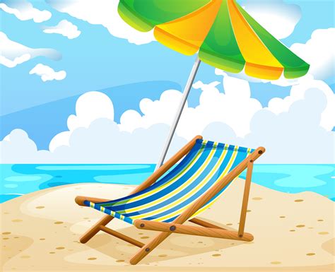 Ocean Scene With Seat And Umbrella On The Beach 357332 Vector Art At