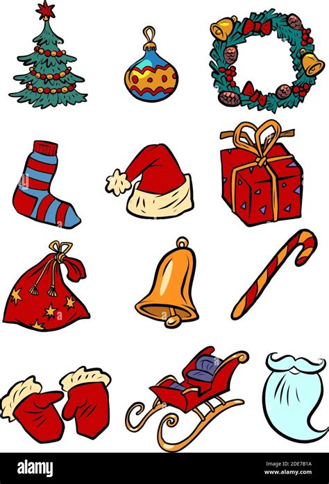 Christmas New Year Santa Collection Set Icons Symbols Stock Vector Image And Art Alamy