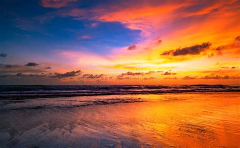 Amazing Seascape With Sunset Clouds Over The Sea With Dramatic Sky