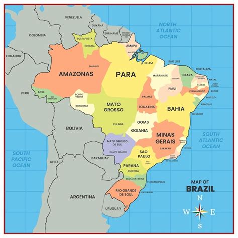 Mapa Do País Brasil Vetor Premium
