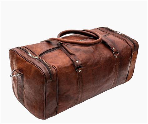 Mens Premium Quality Leather Heavy Duty Suitcase Travel Luggage Duffel