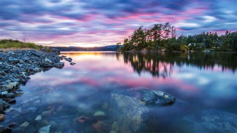 Sky Clouds Lakes Reflections Sunsets Nature Hd Wallpaper Rare