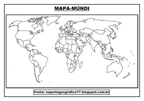 Suporte Geográfico Mapa MÚndi Para Colorir
