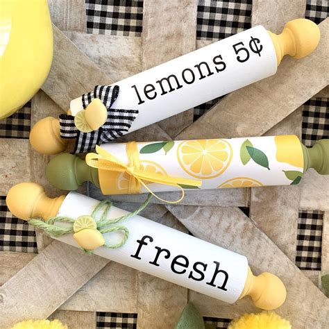 Mini decor for tiered trays eastern. Lemon Mini Rolling Pin farmhouse tiered tray | Etsy in ...