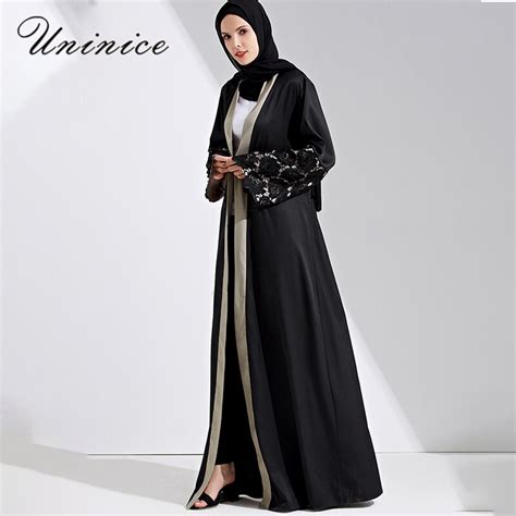 Fashion Muslim Open Abaya Maxi Dress Lace Jilbab Cardigan Long Robe