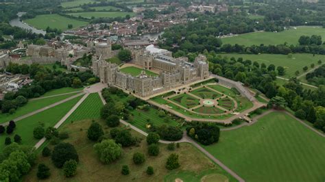 55k Stock Footage Aerial Video Of Orbiting Historic Windsor Castle And