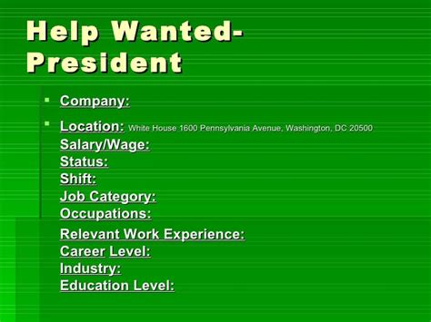 Help Wanted President