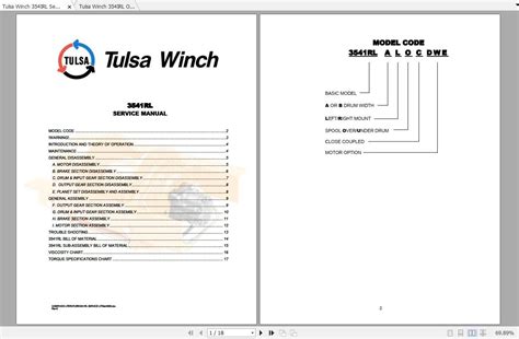 Tigercat Tulsa Winch 354IRL Operator Manual Service Manual Auto