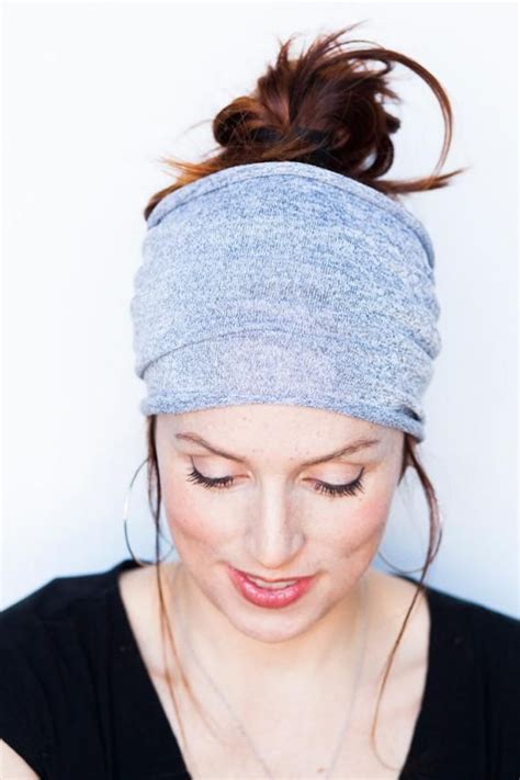 Grey Headband Knit Headband Wide Headband Tube Headband Etsy