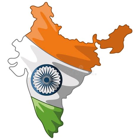Bandera De India En Un Mapa Ilustración Del Vector Ilustración De