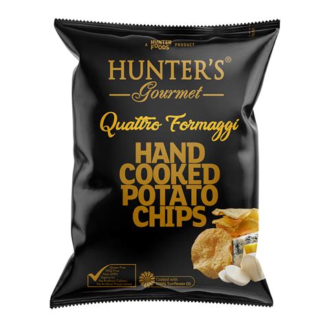 Hunters Gourmet Hand Cooked Potato Chips Quattro Formaggi Gold