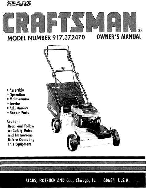 Craftsman 917372470 User Manual 22 Rotary Lawn Mower Manuals And Guides