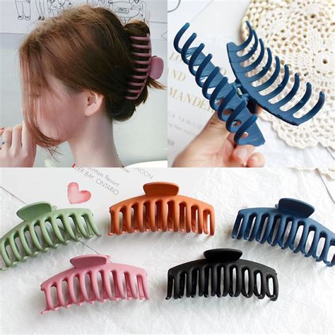 Solid Color Claw Clip For Women Tough Black Plastic Hair Claw Large