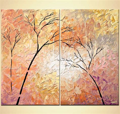 Original Abstract Contemporary Blooming Tree Acrylic Painting