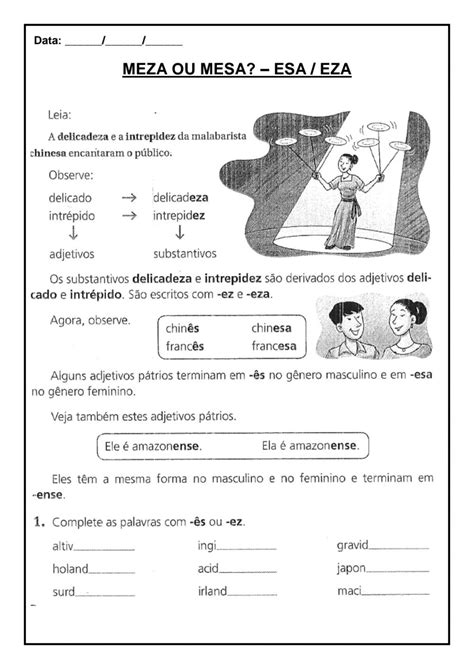 Atividades Com Esa E Eza 4o Ano