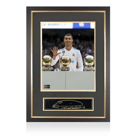 Cristiano Ronaldo Signed Plaque And Photo Frame Five Time Ballon Dor