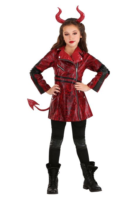 Girls Leather Devil Costume