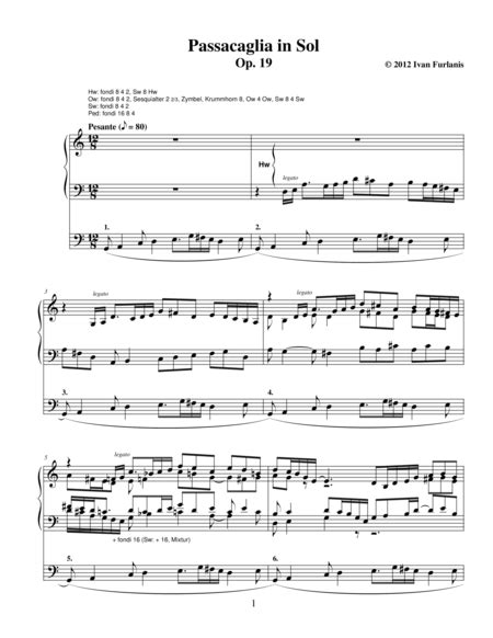 Passacaglia For Solo Piano Free Music Sheet