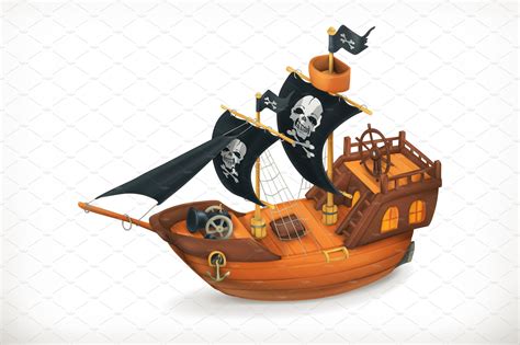 Pirate Ship Vector Game Icon Pre Designed Illustrator Graphics