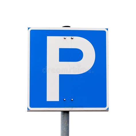 Parking Road Signs Over Cloudy Sky Background Stock Photo Image Of
