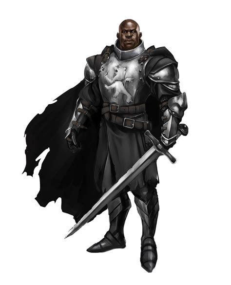 Male Human Fighter Paladin Black Knight Pathfinder Pfrpg Dnd D D
