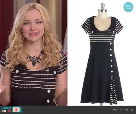 Livs Black And White Striped Dress With Buttons On Liv And Maddie