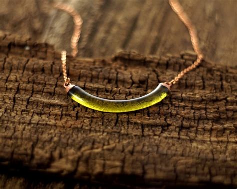 Wine Bottle Necklace Melted Glass And Copper Recycled Etsy