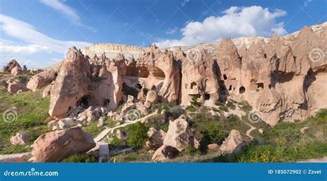 Panorama Of Unique Geological Formations In Zelve Valley Cappadocia
