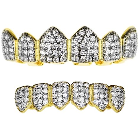 18k Gold Plated Grillz Set CZ Bling Two Tone Top New Zealand Ubuy
