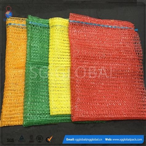 Grs Sgs Approved Factory Plastic Packing Kg Kg Pe Raschel Vegetable Fruit Drawstring Mesh