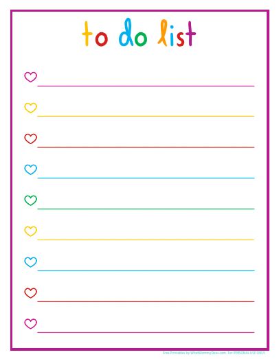 Checklist Template For Kids