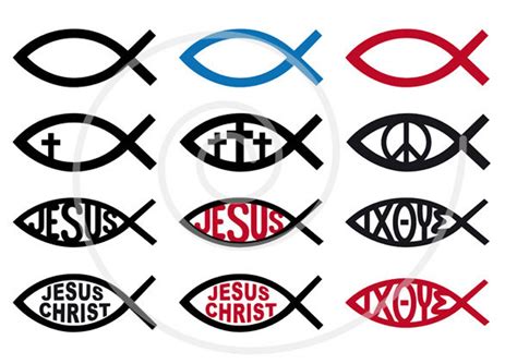 Jesus Christ Digital Clip Art Christian Clipart Fish Sign God Cross