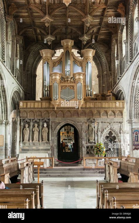 Organ Pipes And Altar At St Davids Cathedral In Pembrokeshire Wales