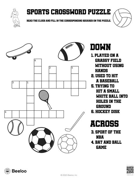 Sports Themed Crossword Puzzles • Beeloo Printable Crafts And