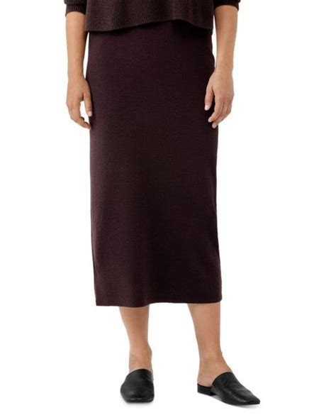 Eileen Fisher Wool Midi Pencil Skirt In Black Lyst