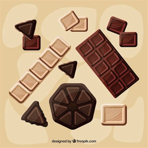 Conjunto De Barras Y Trozos Con Chocolates Diferentes Vector Gratis
