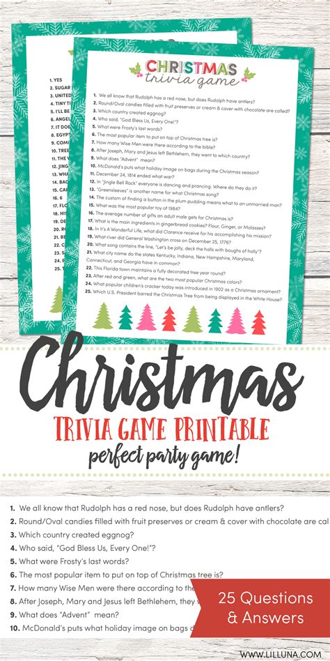 Free Printable Christmas Party Trivia Games Printable Templates
