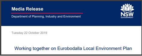 Nsw Department Of Planning And Environment Working On Eurobodalla Local