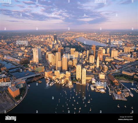 Aerial View Of Waterfront Downtown Boston Ma Stock Photo Alamy