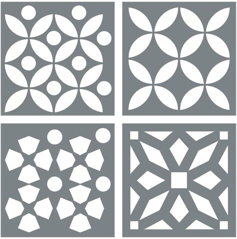 Morrocan Tile Stencil Set - Pack of Four 6x6 Tile Stencil Designs for ...