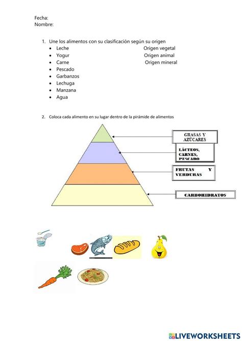 Los Alimentos Exercise For 6º Primaria Live Worksheets