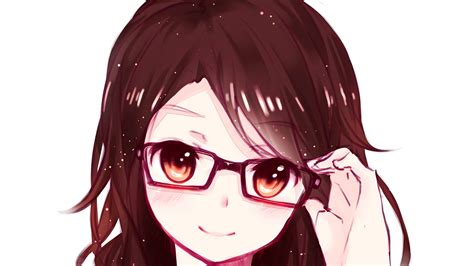 Brown Eyes Brunette Long Hair Glasses Anime Girls Looking At Viewer Wallpaper