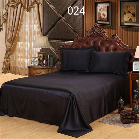 Black Tribute Silk Twin Full Queen 1pcs Sheets Flat Bed Sheet Bedsheet