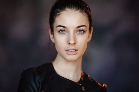 Alla Berger Women Model Face Portrait Maxim Maximov Leather Jackets Black Jackets Wallpaper