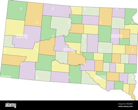 Dakota Del Sur Altamente Detallado Mapa Político Editable Imagen