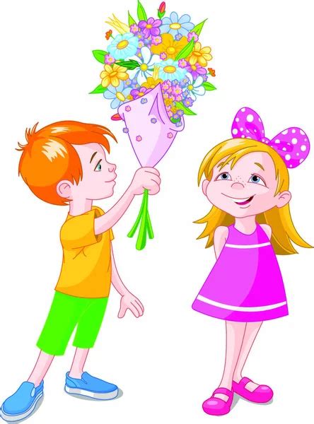 Boy Giving Flower To Girl Stock Vector Image By ©tigatelu 42242017