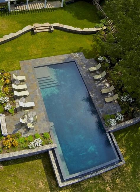 25 Stunning Rectangle Inground Pool Design Ideas With Sun Shelf Swimming Pools Backyard